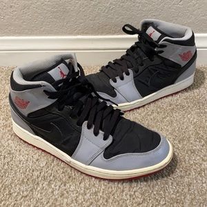 Nike Air Jordan 1 Mid Black Gym Red Wolf Grey